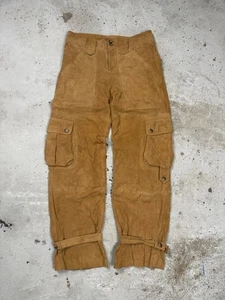 2000s Dolce & Gabbana Distressed Camel Suede Cargo Pants Leather - Picture 1 of 24