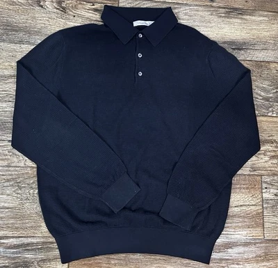 Suéter pulôver Ermenegildo Zegna masculino azul marinho colarinho - Imagem 1 de 4