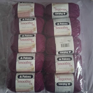 Patons Smoothie DK Acrylic Yarn 100g × 10 Balls (Shade Wine - 1099 - Picture 1 of 8