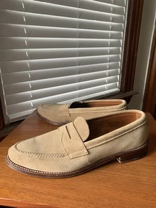 BUENO con CAJA | ZAPATOS MOCASINES ALDEN 11C GAMUZA TOSTADA SIN FORRO PENIQUE 6244F 11 C - Imagen 1 de 19