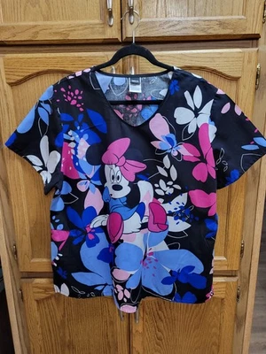 Blusa Médica Disney Minnie Mouse y Flores Nueva sin Etiquetas. Damas Talla 2XL Foto 1 de 4