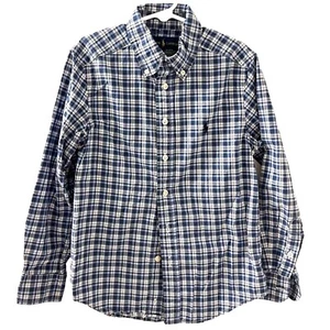 Ralph Lauren Boys Blue White Plaid Cotton Button Up Shirt Size Small (8) - Picture 1 of 4