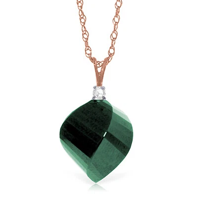 15.3 CTW 14K Solid Rose gold fine Necklace 16-24" Diamond Briolette Emerald Foto 1 de 4