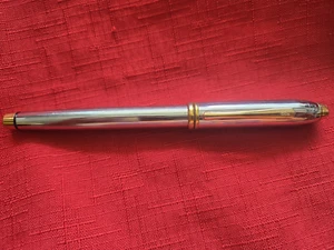 Vtg Cross Townsend Medalist Fountain Pen Silver with 23k Gold Plated Appts - Afbeelding 1 van 12