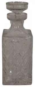 Vintage geschliffen Kristall Quadratisch Whisky Karaffe Glaskaraffe 10" - Bild 1 von 12
