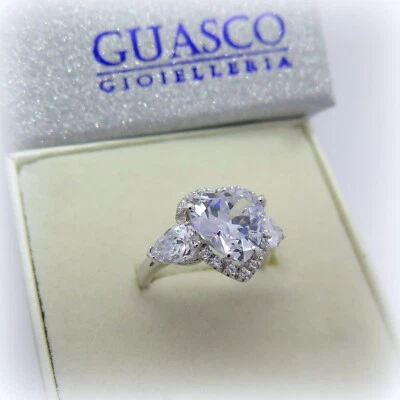 Anello cuore bianco in argento 925 - Immagine 1 di 2