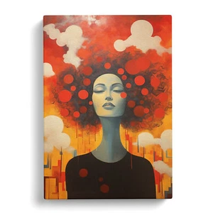 Woman With Curls Dadaism Canvas Wall Art Print Framed Picture Decor Living Room - Picture 1 of 4