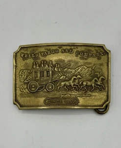 Vintage Wells Fargo And Company Brass Belt Buckle - Tiffany & Co New York - Picture 1 of 2