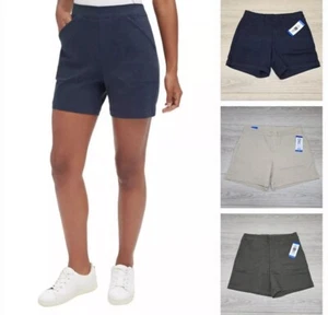 NEW Nautica Jeans Women's Stretch Pull On Shorts Chino, Navy, Olive M,L,XL,XXL - Picture 1 of 10