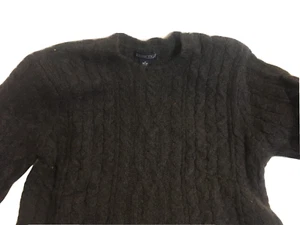 Men's Lands' End Medium Charcoal Gray Cashmere Cabled Crew Neck Sweater NWT - Picture 1 of 8