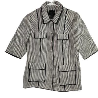 Blazer listrado vintage Doncaster Seersucker preto e branco tamanho 10 - Imagem 1 de 4