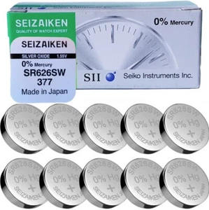 Seiko Seizaiken 377 SR626SW SR66 1.5V Silver Oxide Watch Battery Pack of 10 - Picture 1 of 3