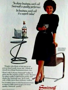 "Vodka Polly Bergen 1983 Smirnoff Vintage Estampado Original Anuncio 8,5 x 11" - Imagen 1 de 6