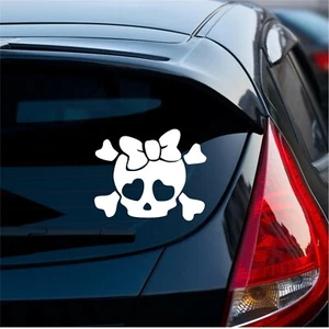 Girly Skull and Crossbones cute car vinyl sticker decal U Pick Size & Color - Picture 1 of 3