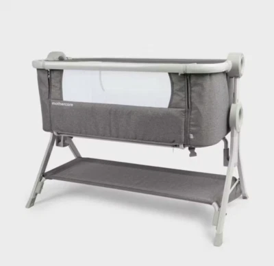 Mothercare Co Sleeper Crib Bedside Baby Standard Folding Portable w/Stand - Grey - Image 1 of 4