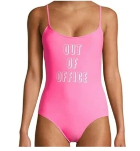No Boundaries Juniors OUT OF OFFICE HOT PINK One-Piece Summer Swimsuit S 3/5 - Picture 1 of 4