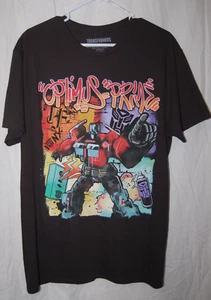 Transformers Optimus Prime Graffiti Black Graphic T-Shirt Sz L - Picture 1 of 3