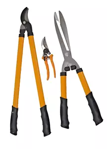 HOTECHE 3pc Garden Shear Set 25" Lopper 20" Hedge 8" Pruner Shears Kit 355001 - Picture 1 of 10