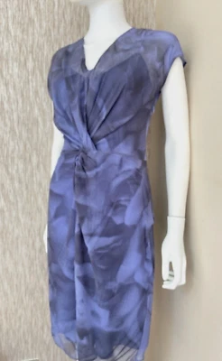 EPISODE MIDNIGHT BLUE CHIFFON SILK DRESS RETAIL SIZE UK 8 Foto 1 de 4