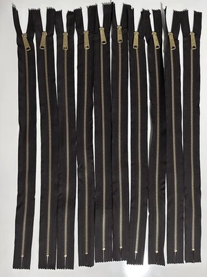 TALON EE. UU. CREMALLERA MARRÓN #6 LATÓN 22 PULGADAS SIN SEPARAR VINTAGE LOTE 10EA Foto 1 de 4