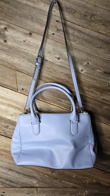 Lauren Ralph Lauren Newbury Double Zip Leather Satchel  Light Blue Large J100 - Image 1 of 4