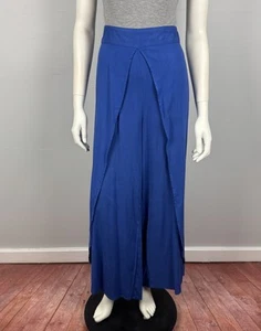 Pantalones de pescador de pierna ancha cintura elástica marca Flower talla 14 azul culottes para mujer - Imagen 1 de 14