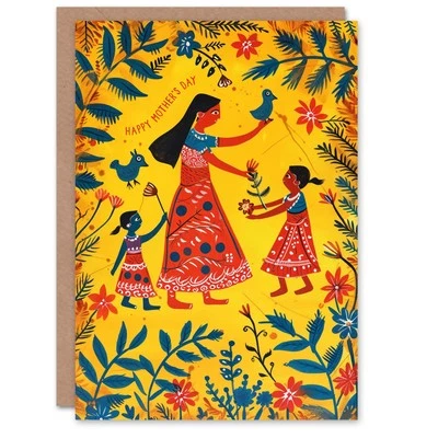 Cartão de Dia das Mães natureza animais indianos hindus para mãe - Imagem 1 de 4