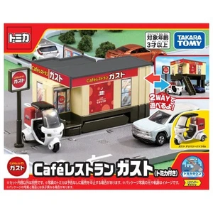 TAKARA TOMY TOMICA WORLD Building Tomica Town Cafē Restaurant Gusto with Tomica - Picture 1 of 7