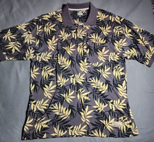 Tommy Bahama Polo Shirt Mens XL Gray Black Yellow Leaves Short Sleeve Cotton - Picture 1 of 19