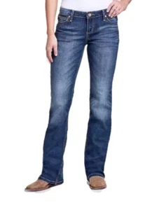 Wrangler Ladies Retro Mae Mid Rise Dark Blue Bootcut Jeans 09MWZMS Size 32/13x36 - Picture 1 of 3