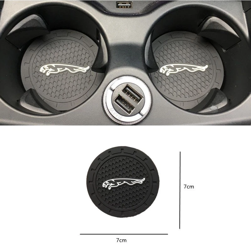 2PCS Rubber Car Accessories Water Cup Holder Pad Mat Coaster Trim For Jaguar - Image 1 of 1