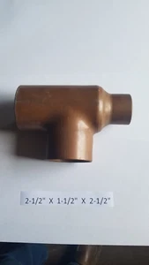 2-1/2" X 1-1/2" X 2-1/2" TEE Sweat Copper Plumbing Fitting - Picture 1 of 1
