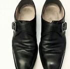 Salvatore Ferragamo Black Leather Monk Strap Shoes Mens Size 9 2E Silver Buckle