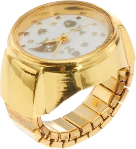 Ringuhr Ring Finger Uhr Elastischen Ring Uhr Vintage Ring Uhr Katze Muster Gold - Bild 1 von 9