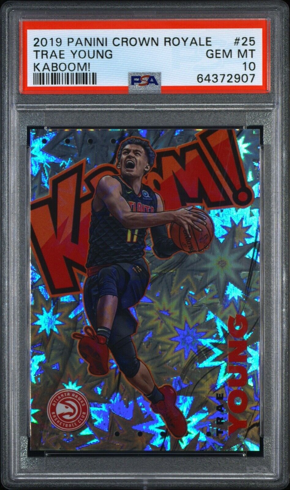 2019-20 Crown Royale Trae Young Kaboom! Kaboom SP Insert #25 PSA 10