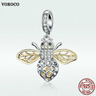 Voroco 925 Sterling Silver Pendant Motion Bee Charm Cz To Fashion Women Jewelry