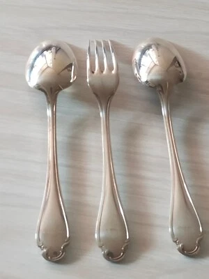 3 COUVERTS A ENTREMET CHRISTOFLE EN METAL ARGENTE  Modèle POMPADOUR - Photo 1/3