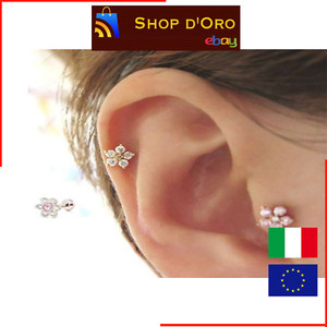 Piercing a Forma di Fiore Orecchio Acciaio Chirurgico 16G Trago Donna