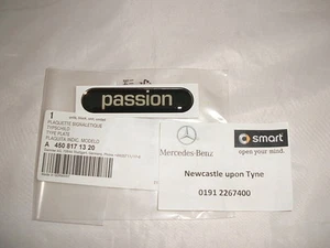 NEW Genuine Smart Fortwo "PASSION" Front Wing Badge Decal A4508171320 - Picture 1 of 10