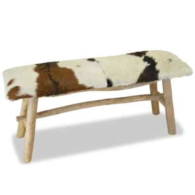 NNEVL Bench Real Leather Teak - Image 1 of 4