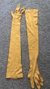 Viktorianische Damen Abendhandschuhe klein Seide Baumwolle gelb Cosplay - Bild 1 von 7