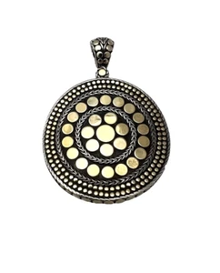 JOHN HARDY Large Dot Nuansa Silver 18K Gold 41.3g RARE 2 ⅝ " Round Pendant - Picture 1 of 4