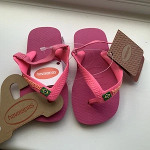 NEW In Box Baby Havaianas Brasil Pink Flux Flip Flops UK 6, EU24 Havaianas 22 - Picture 1 of 7
