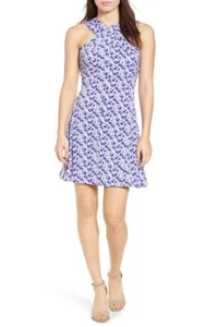 MICHAEL KORS Größe MEDIUM NEU Amethyst Nelken Halstuch Passform & Flare Kleid - Bild 1 von 5