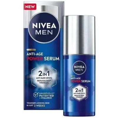 Nivea Men Anti-Age 2 In 1  Anti Dark Power Serum - Luminous 630 + Hyaluron  New - Image 1 of 3