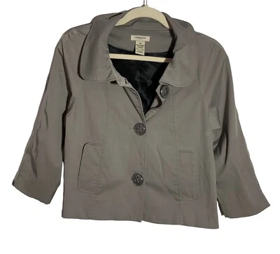 Vertigo Paris Women's Size Medium Warm Gray Crop Trench Coat Dress Jacket - Image 1 of 4