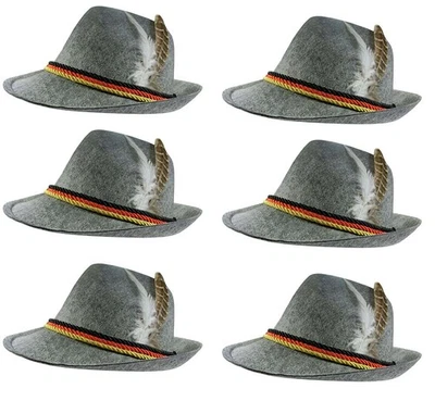Adulto Alemán Oktoberfest Alpino Bávaro Tirol Disfraz Sombrero Pluma Paquete de 6 Foto 1 de 4