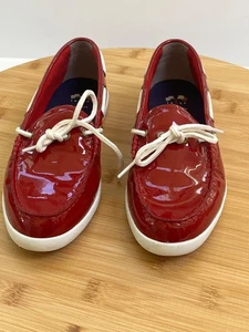 Cole Haan Damen Nantucket Camp Mokassins rot Lackleder Bootsschuhe Größe 10B - Bild 1 von 4