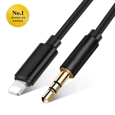 Aux auf Iphon 3.5mm Klinke Kabel iPhone 7 8 Plus Xs 11 12 13 Pro Max Schwarz 1M - Bild 1 von 4