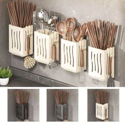 Wall Mounted Drying Rack Cutlery Holder With Drip Tray Storage Basket 3 Colors - image 1 of 4